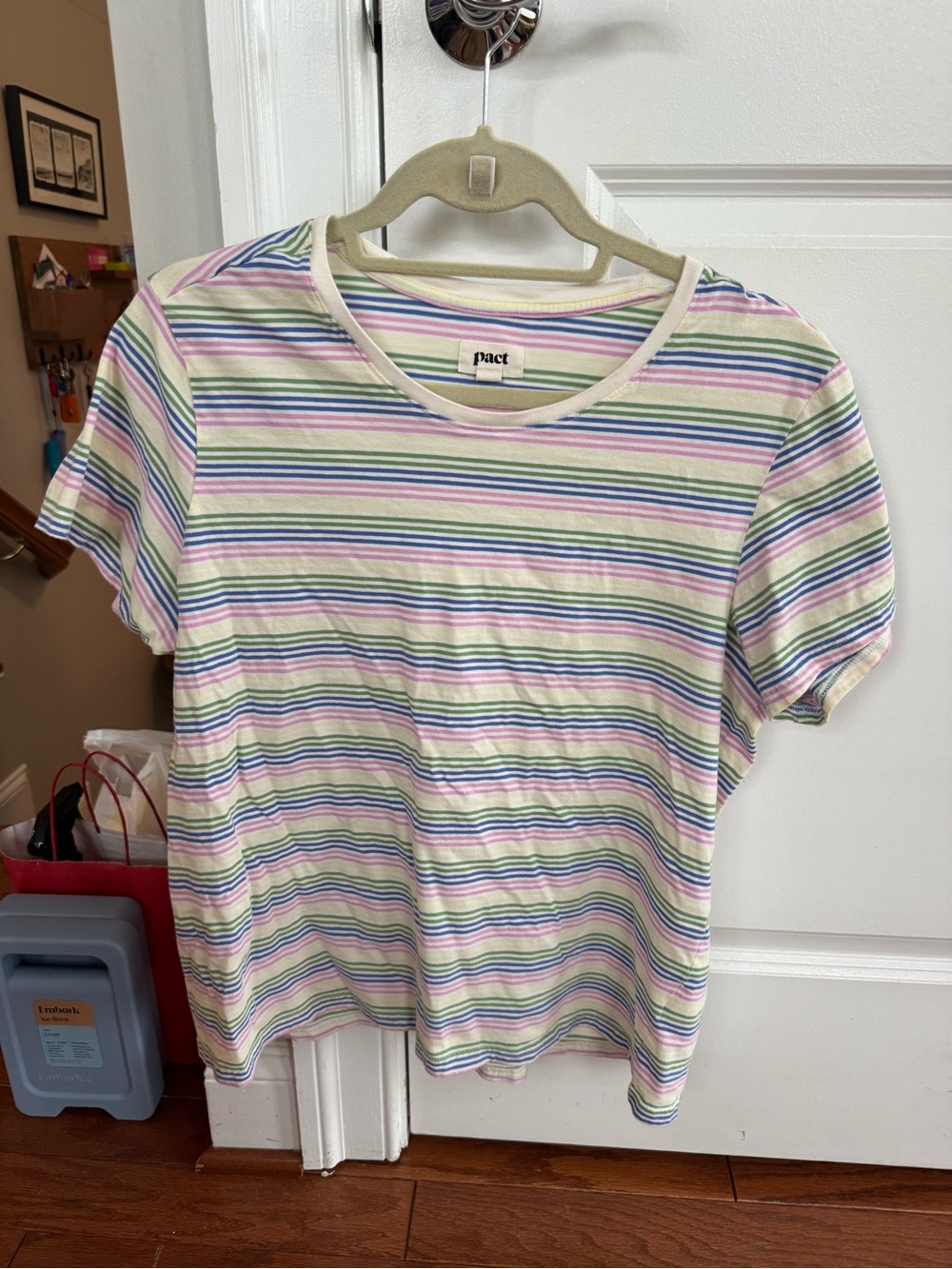 Pact Pastel Striped Tee - Blue, Pink, Green, Yellow